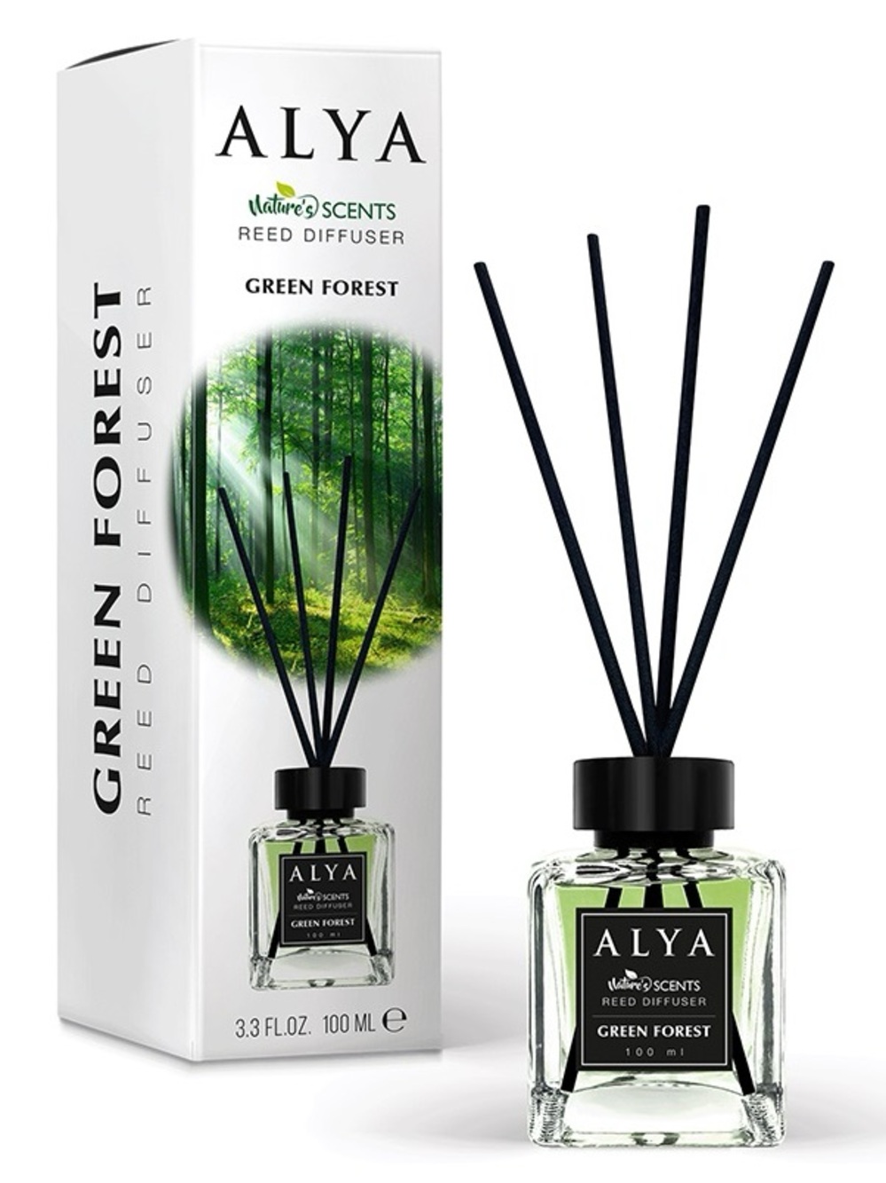 ALYA Green Forest Reed Diffuser — Black Reeds, Green Fragrance 2 Packs